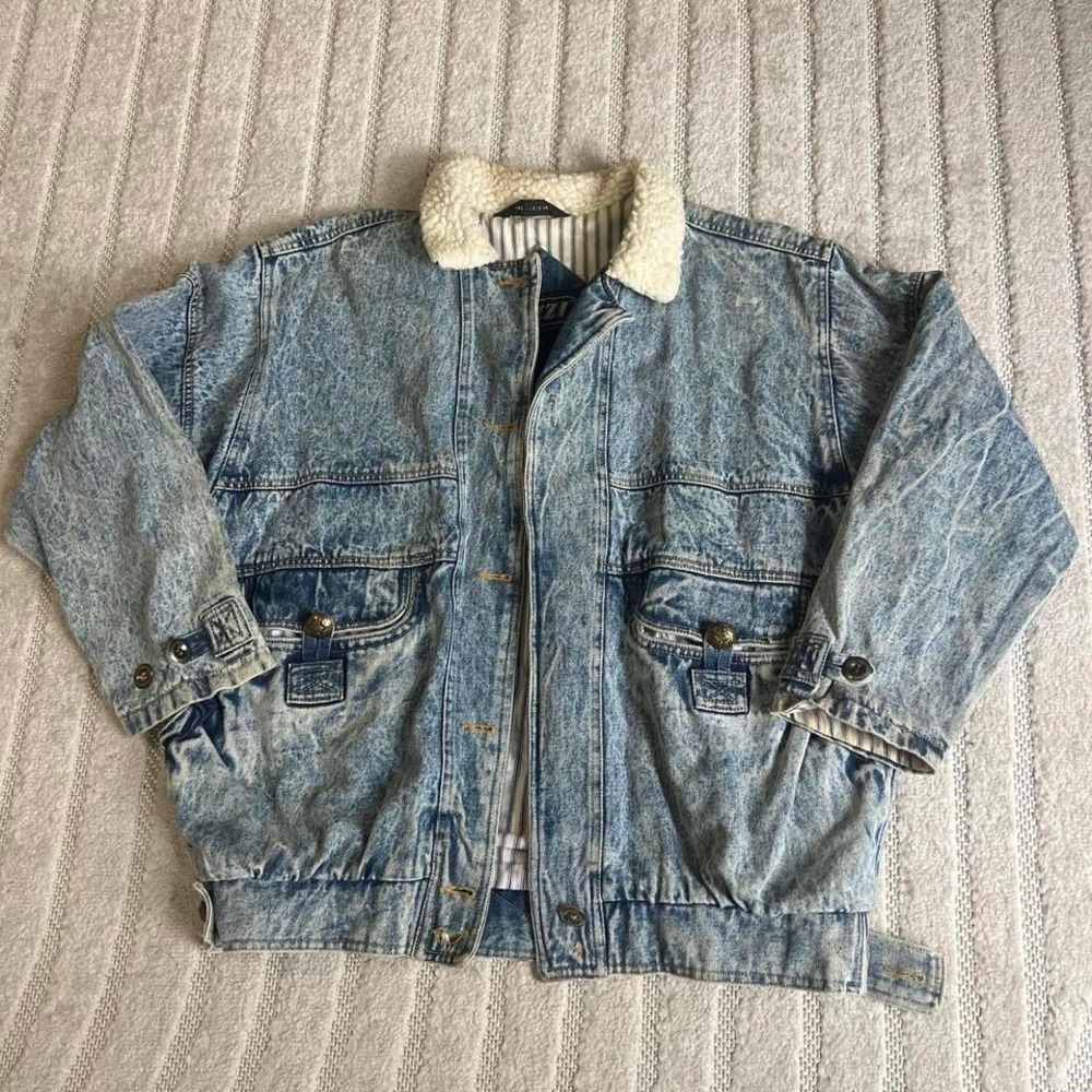 VTG 90s Izzi denim jacket Size S biker retro boho western outdoor vacation
